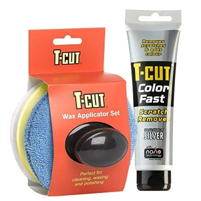 Image of T Cut Colour Fast Sliver Car Wax Polish Scratch Remover Enhancer 150g plus a Applicator Set with Handle * 6 Colours Available
