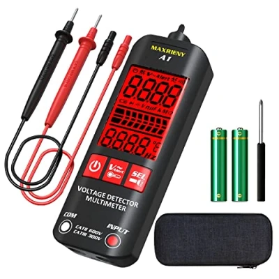 Image of MAXRIENY Smart Digital Multimeter Electrical Tester Pocket Voltmeter Resistance Frequency Continuity V Alert Live Wire Voltage with Protect Case