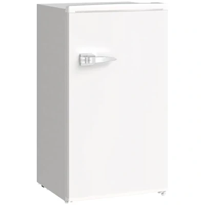 Image of HOMCOM Under Counter Fridge, 85L Retro Freestanding Refrigerator with Chiller Box, Adjustable Thermostat, 2 Removable Glass Shelves, Interior Light, E Rated, 40dB Low Noise, White