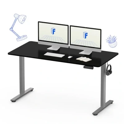 Image of FLEXISPOT QN1+160 * 80cm Standing Desk ONE PIECE Desktop Electric Height Adjustable Sit Stand Up with Backpack Hook Memory Smart Pannel