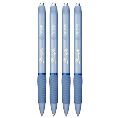 Image of Sharpie S Gel 0.7mm Pen Plastic Body Blue Ink in Frosty 4 Pack