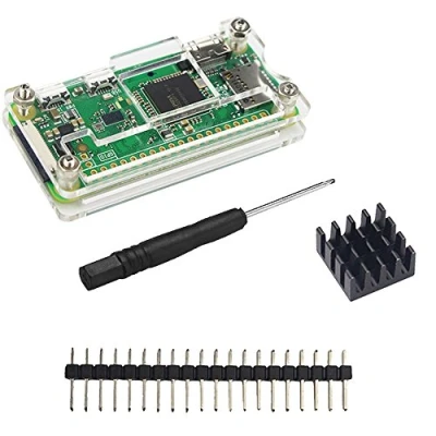 Image of iHaospace Tranparent Acrylic Case + HeatSink Pin Header For Raspberry Pi Zero W