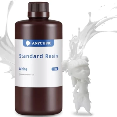 Image of ANYCUBIC Standard 3D Printer Resin, LCD UV 405nm Rapid Photopolymer Resin for 6K/8K/12K/14K Printers(1000g, White)