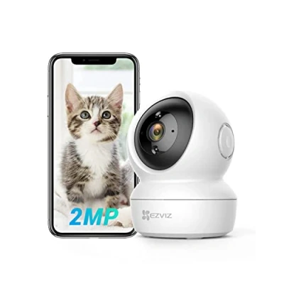 Image of EZVIZ Indoor Camera 2.4GHz Wifi, Pet Camera, Baby Monitor, Motion Detection, Auto Tracking, Smart Night Vision, 2 Way Audio, Alexa Compatible, C6N WH