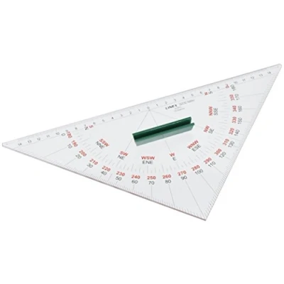 Image of Linex 100413035 Nautical Protractor Bi Colour Labelled with Plastic Handle and Vertical Edge 320 mm
