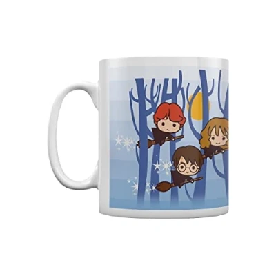 Image of Pyramid International Harry Potter Ceramic Mug with Japanese Style Chibi Illustrations of Harry, Ron and Hermione Flying Official Merchandise