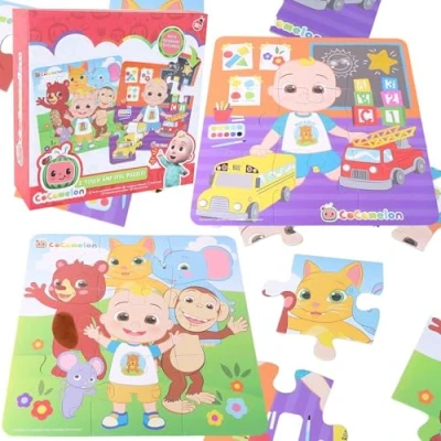Image of Toyland® Cocomelon Pack of 2 Touch &amp; Feel Puzzles Sensory Toys Toddler Jigsaws Age 18m+