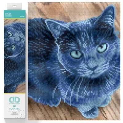 Image of DIAMOND DOTZ Cat Squares DQ8 Intermediate Kit, Velvet, 37.5 x 30cm