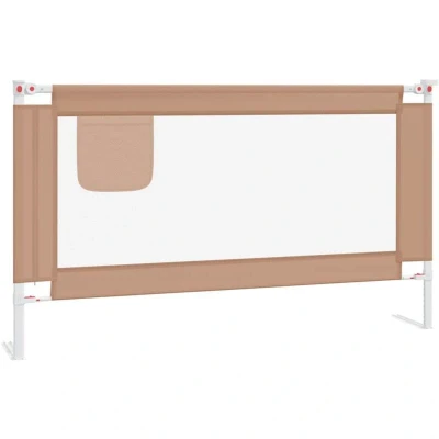 Image of vidaXL Toddler Safety Bed Rail in Taupe Adjustable Height, Suitable for Most Beds, Washable Polyester Fabric and Metal Construction, Ideal 18 months to 5 Years Old