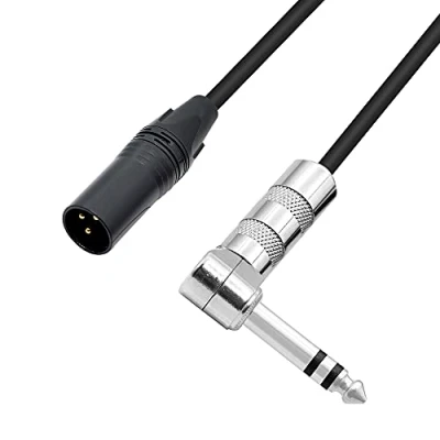 Image of PNGKNYOCN 1/4 to XLR Cable 90 Degree Right Angle 6.35 mm TRS Male Plug Audio Stereo Microphone for Speakers, Stage, DJ and More (0.5M)