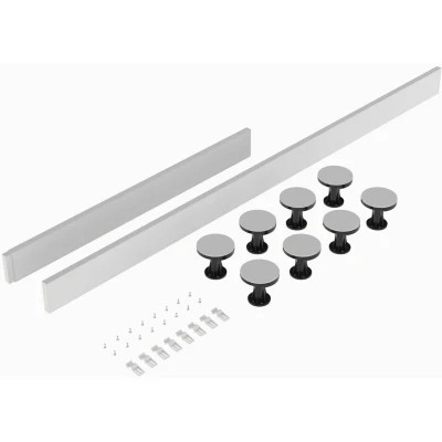 Image of nuie LEG3W Modern Bathroom Easy Plumb Leg &amp; Plinth Set, for 1100 1200mm Rectangular &#039;Pearlstone Matrix&#039; Shower Tray, 1100mm 1200mm, Gloss White
