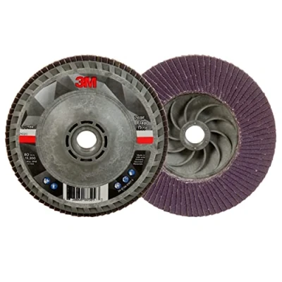 Image of 3M Flap Disc 769F, Type 27 Quick Change, 120+, 4 1/2 in x 5/8 11, High Performance Abrasive, Ceramic Precision Shaped Grain Grinding and Finishing Disc, Carbon Steel, Stainless Steel