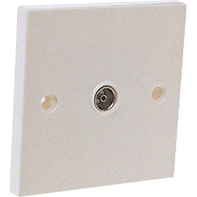 Image of Standard white flush fitting 1 gang coax aerial socket