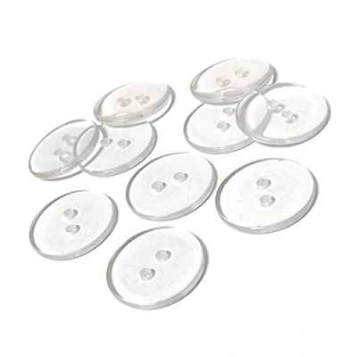 Image of Resin Buttons Clear Round 20mm 2 Hole Pack of 10
