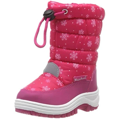 Image of Playshoes Warm Lining Snow Shoes Classic Schneestiefel, Pink Snowflake, 4 UK Child
