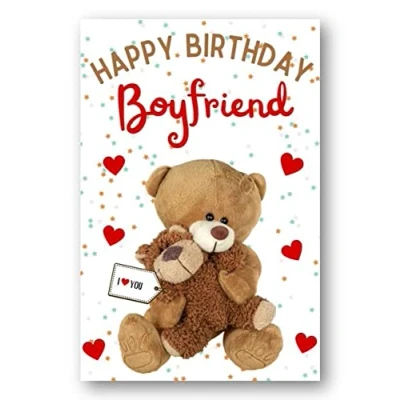 Image of Second Ave Boyfriend I Love You Bear Cute Happy Birthday Card Greetings