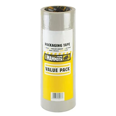 Image of Everbuild Mammoth Packaging Tape Value Pack (Pack of 6), Clear, 48 mm x 50 m