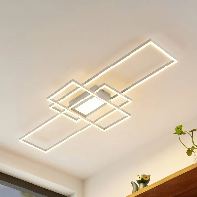Image of Lindby LED ceiling light Caitlin, white, metal, 105cm