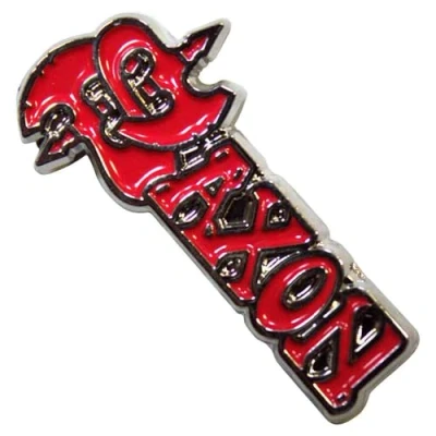 Image of Rock Off officially licensed products Saxon Red Band Logo Pin Badge One Size