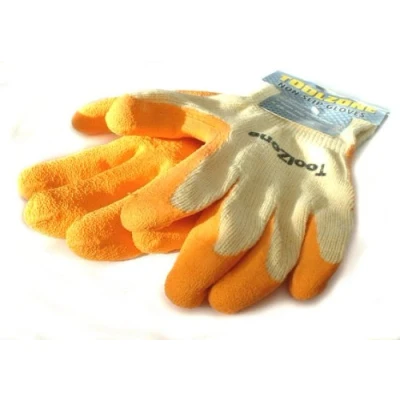 Image of Toolzone Dipped Latex Non Slip Gloves Medium 9 Pack of 12