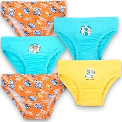 Image of Bluey Underwear for Boys Soft 100% Cotton Briefs Pants Pack of 5 with Different Designs Aged 4/5 Blue