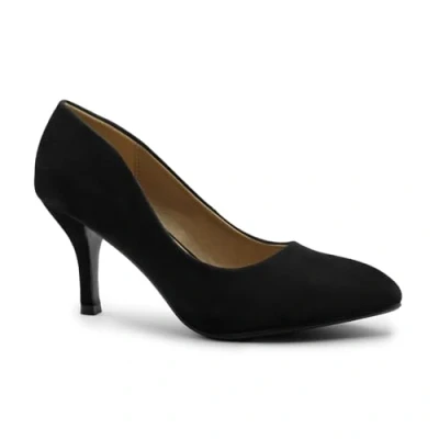Image of Womens Ladies Low MID HIGH Kitten Heel Pumps Pointed Toe Work Court Shoes Size (UK 5 / EU 38 US 7, Black Suede)