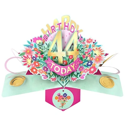 Image of Happy 44th Birthday 44 Today Pop Up Greeting Card Love Kate&#039;s Cards Her POP215MC44