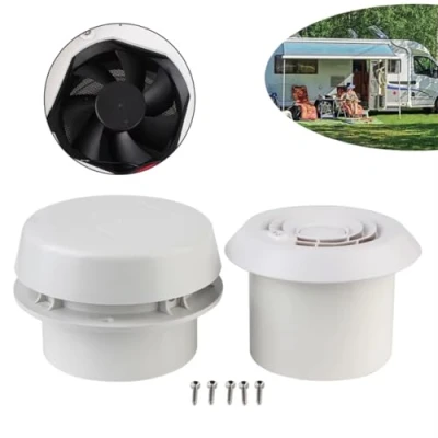 Image of 12V Mushroom RV Roof Vent Ventilation Fan Waterproof Exhaust Cooling Noiseless Energy saving for Camper Van Caravan Trailer Motorhome Smoke Dome (Silent fan)