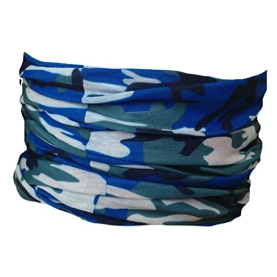 Image of Multifunction Neckwarmer, Snood, Hat, Scarf and Hood in Blue camo print by Monogram
