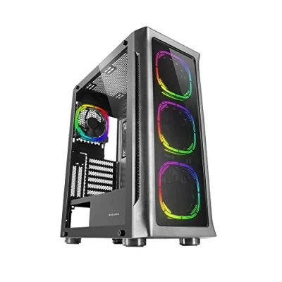 Image of MARSGAMING MCX, ATX PC Gaming Case, Tempered Glass, RGB DUAL Fan, White