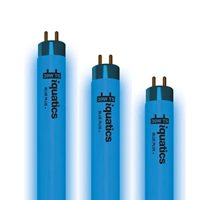 Image of iQuatics Aquarium Tropical Fish Tank Fluorescent Light Bulb T5 (3 Pack), Blue Plus, 39w 850mm 34&quot;