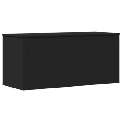 Image of vidaXL Black Storage Box Engineered Wood Blanket Chest/Coffee Table, Modern Multipurpose Toy with Gas Lift Mechanism, Spacious Organizer for Living Room/Bedroom, 100x42x46cm