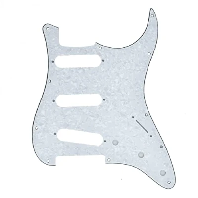 Image of Dopro 11 Hole Vintage 62 Strat ST SSS Single Coil Pickups Guitar Pickguard Scratch Plate with Screws for American Fender Stratocaster White Pearl