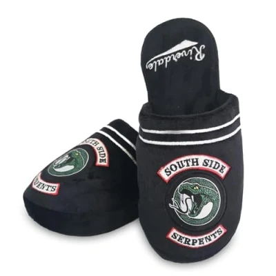 Image of Riverdale Groovy Uk South Side Serpent Women&#039;s Mule Slippers, 5/7 UK, Black/Green/Red/White