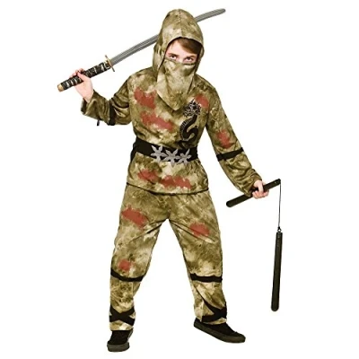 Image of Kids Boys Zombie Ninja Halloween Fancy Dress Costume , Camouflage, 8 10 years