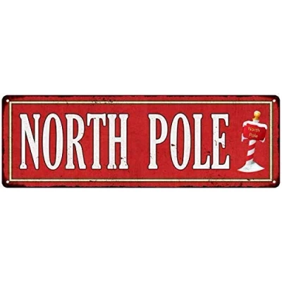 Image of Lotusworld North Pole Holiday Christmas Metal Sign 206180065003 4x16 inchs