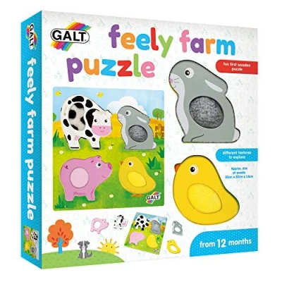 Image of Galt Toys, Feely Farm Puzzle, Wooden Puzzle for Toddlers, Ages 12 Months Plus
