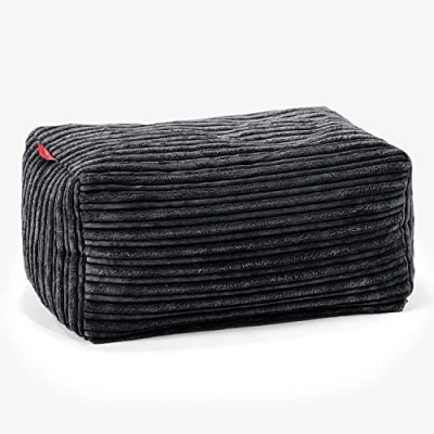 Image of Lounge Pug CORD Bean Bag Footstool Small Black (Size 20cm H x 35cm D 45cm Wide)