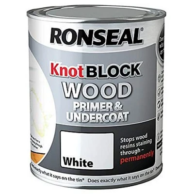 Image of Ronseal RSLKBPU25L Knot Block Primer and Undercoat, White, 2.5 Litre