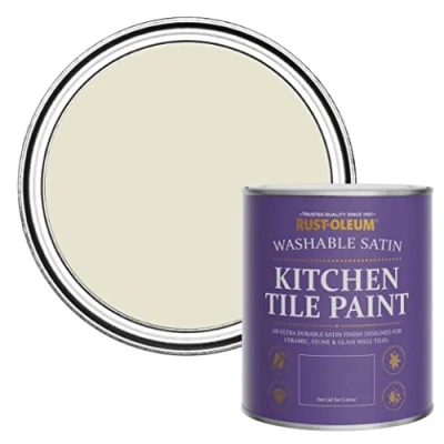 Image of Rust Oleum Beige water resistant Kitchen Tile Paint in Satin Finish Oyster 750ml