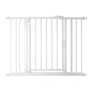 Image of Safetots Pressure Fit Self Closing Stair Gate, 103.8cm 110.8cm, White, Auto Baby Safety Barrier for Toddler, Easy Installation