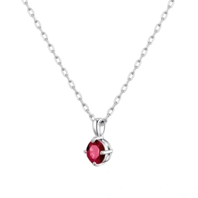 Image of Philip Jones Sterling Silver Red Necklace Created with Zircondia® Crystals