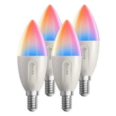 Image of Govee E14 Smart Bulb RGBWW, Light Bulb, Work with Matter, Alexa, Google Assistant, 450LM, 4.8W, DIY 16 Million Colors, 54 Scenes, 4 Pack