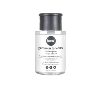 Image of Indeed Labs Gluconolactone 10% Exfoliating Toner, Clear, Brighten discolouration, Clear Out pores, Hydrate, and Soothe Skin