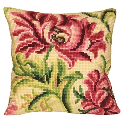 Image of Collection D&#039;Art Cross Stitch Cushion: Wild Rose (Left), 40 x cm