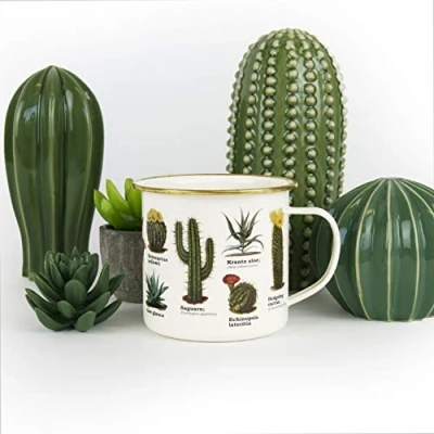 Image of Gift Republic GR270110 Botanica White Enamel Cactus Mug