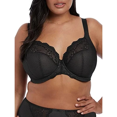 Image of Elomi Women&#039;s Charley Longline Underwire Bralette Plunge Bra, Opaque, Black, 40DD