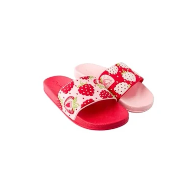 Image of Dedoles Sliders &amp; Slippers for Women, Men Kids Sandals Funny Designs Plane Coffee Party Pizza Fox Bear Cherry Flamingo Footwear Gift, Colour: Sweet Strawberries, Size: 4 UK