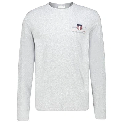 Image of GANT Men&#039;s Reg Medium Archive Shield Ls T Shirt, Grey Melange, M