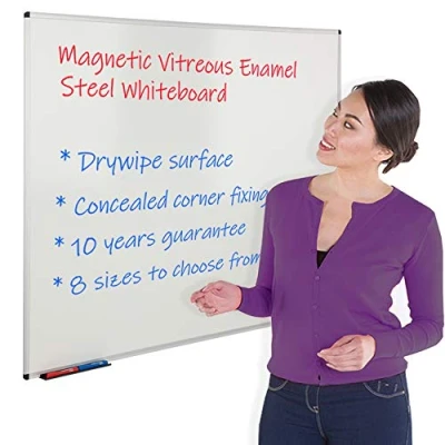 Image of Wonderwall Ultimate Vitreous Enamel Steel Drywipe Magnetic Whiteboard with Fixings and Pen Tray (120 x 120cm)